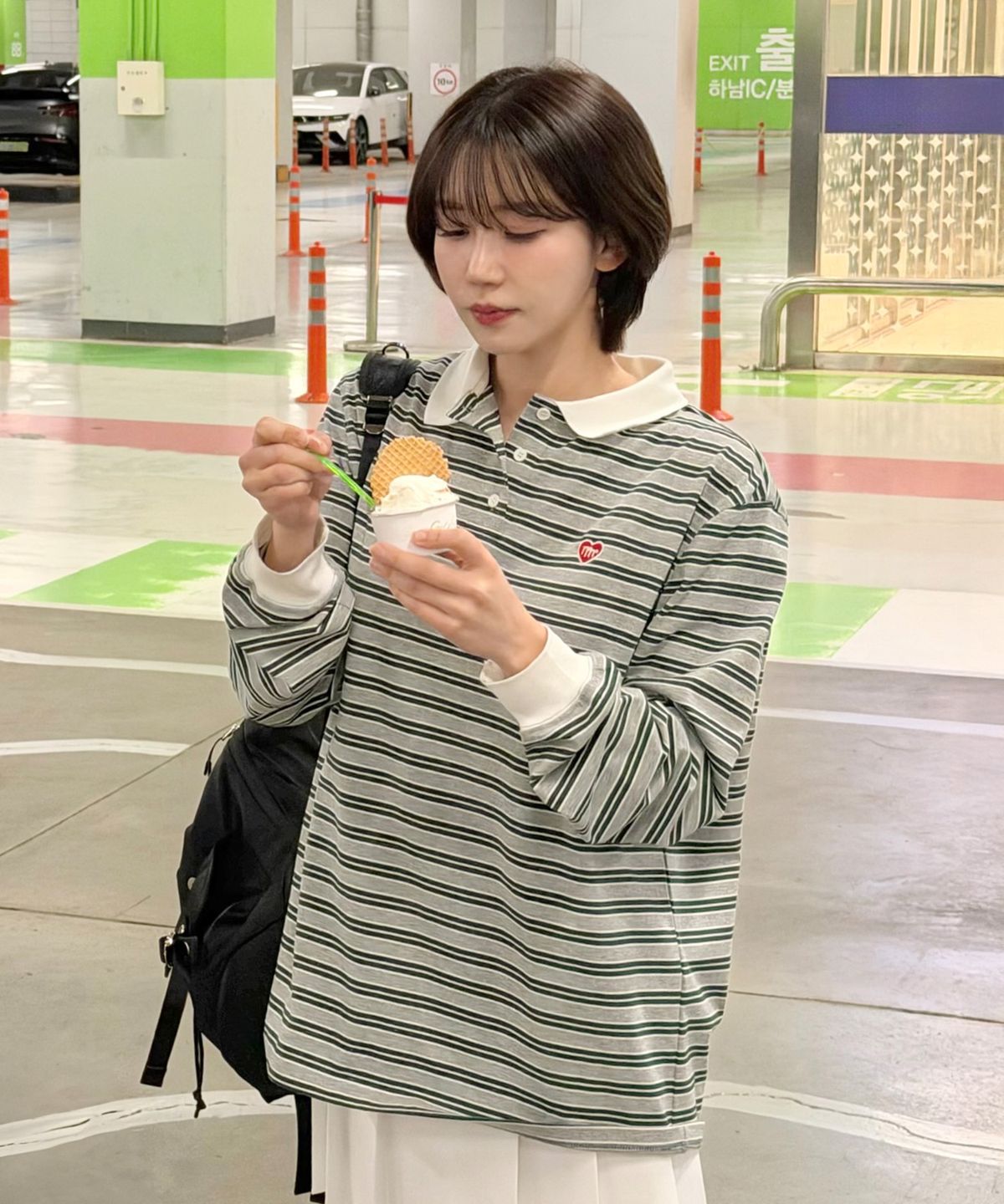 마스마룰즈 어패럴(MASMARULEZ APPAREL) Multi Strip Collar Long Sleeve_Melange Gray