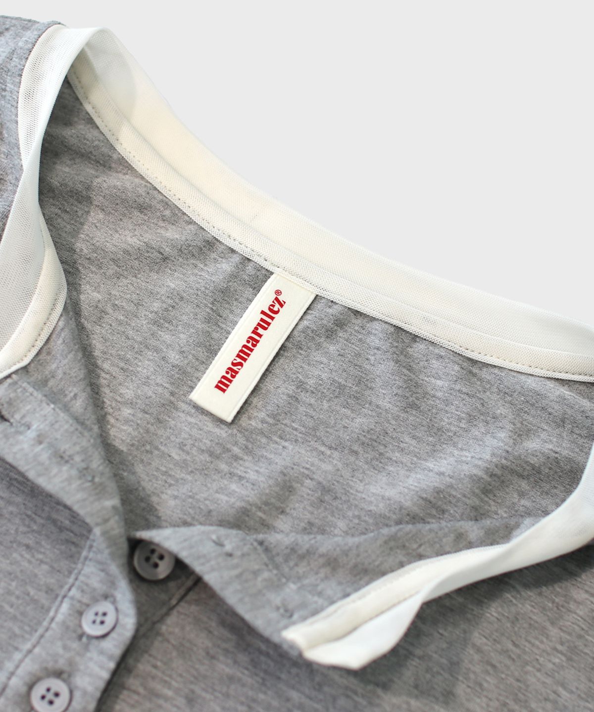 마스마룰즈 어패럴(MASMARULEZ APPAREL) Mash Layered Henry Neck top_Melange Gray