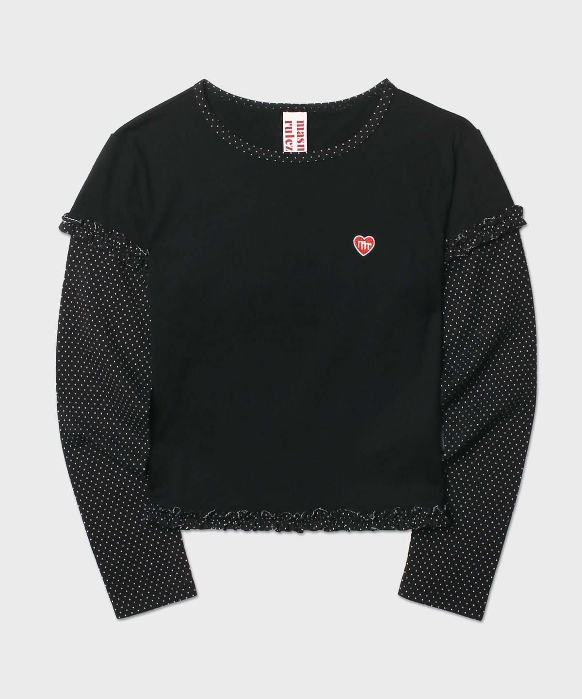 마스마룰즈 어패럴(MASMARULEZ APPAREL) Layered Dot Ruffle Long Sleeve_Black