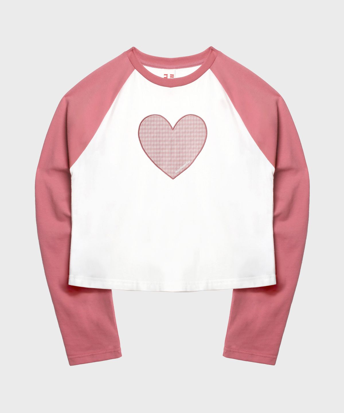 마스마룰즈 어패럴(MASMARULEZ APPAREL) Heart Applique Raglan Long Sleeve_Indie Pink