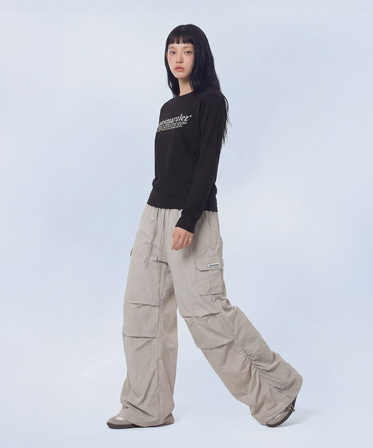마스마룰즈 어패럴(MASMARULEZ APPAREL) Essential Parasuit Shirring Cargo Pants_Light Gray