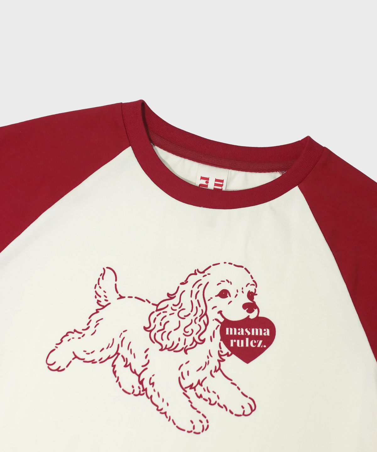 마스마룰즈 어패럴(MASMARULEZ APPAREL) Puppy Lulu Raglan T-Shirt_Red