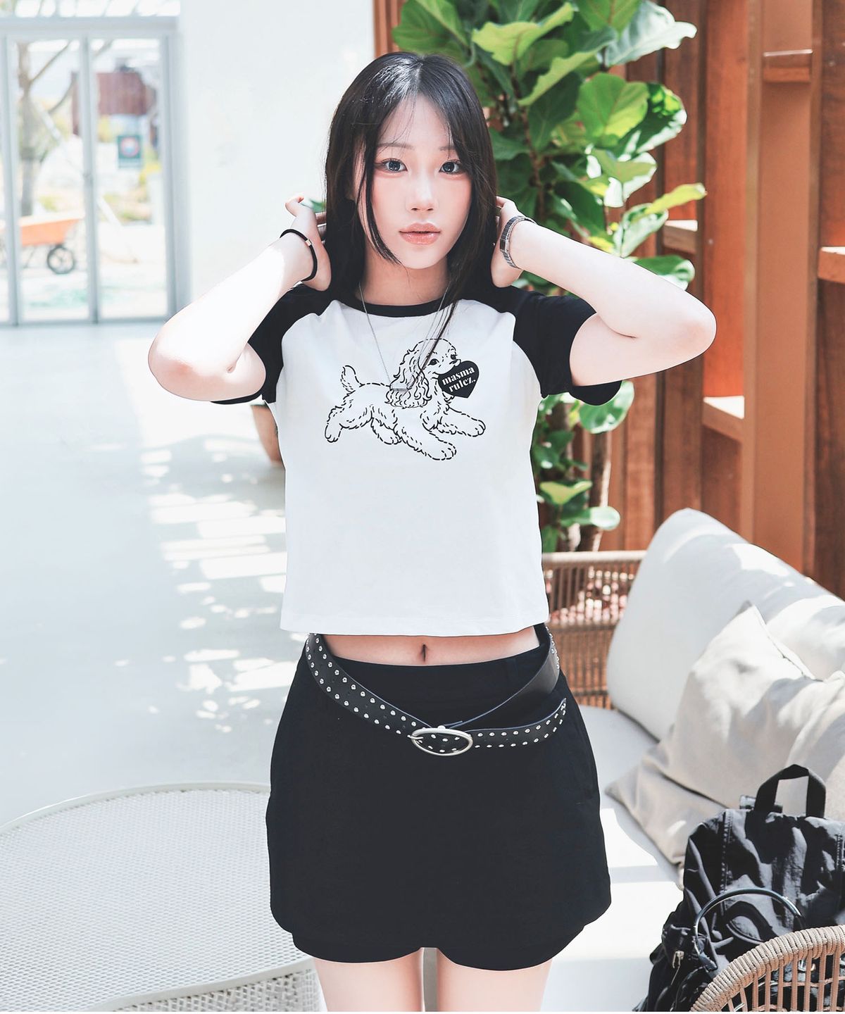 마스마룰즈 어패럴(MASMARULEZ APPAREL) Puppy Lulu Raglan T-Shirt_Black