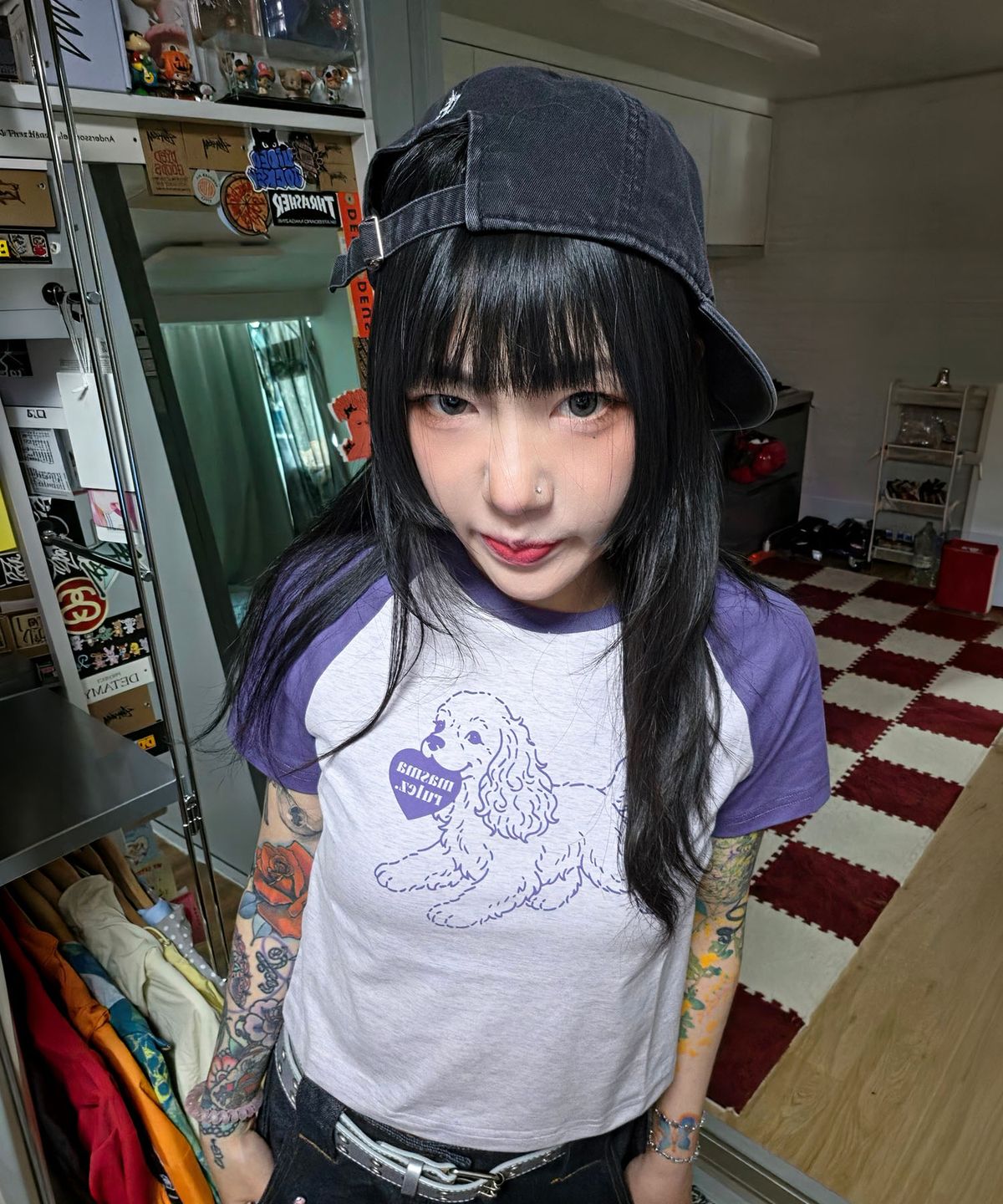 마스마룰즈 어패럴(MASMARULEZ APPAREL) Puppy Lulu Raglan T-Shirt_Purple