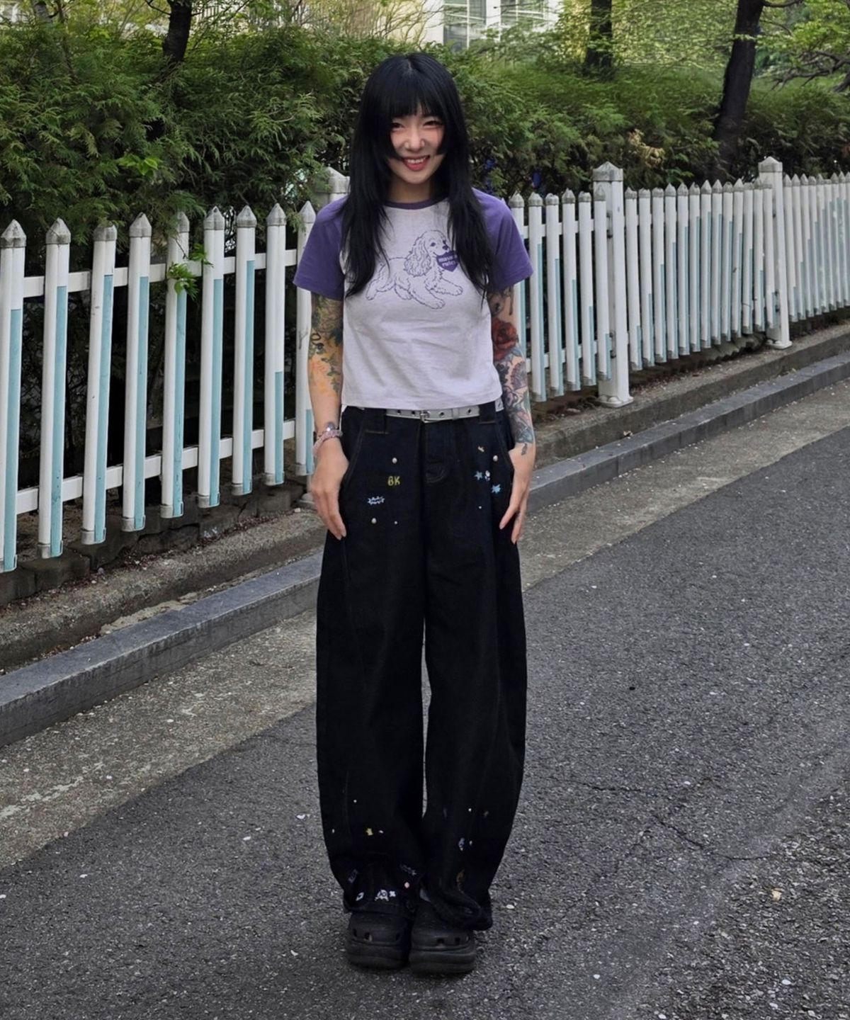 마스마룰즈 어패럴(MASMARULEZ APPAREL) Puppy Lulu Raglan T-Shirt_Purple