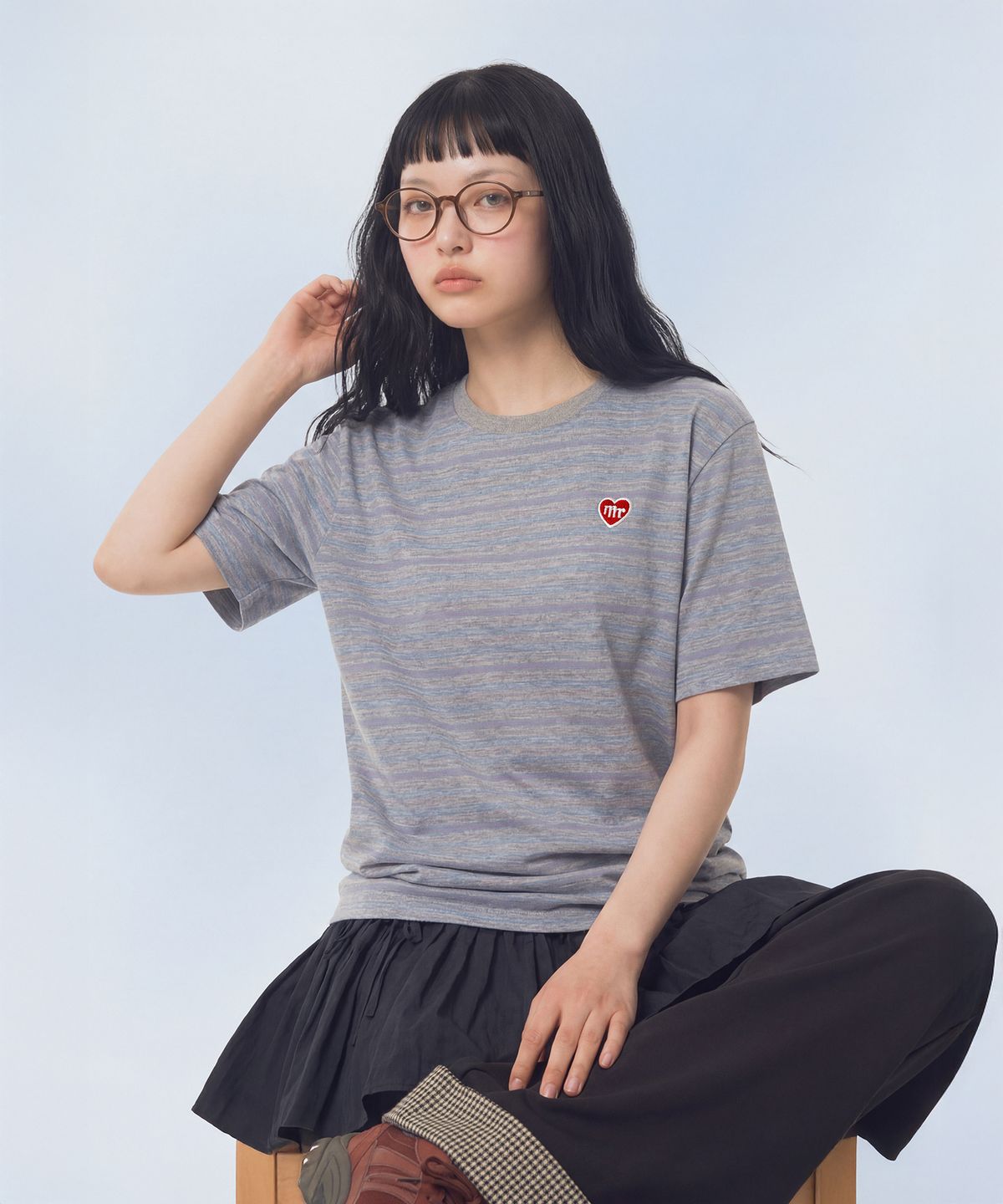마스마룰즈 어패럴(MASMARULEZ APPAREL) Daily Cotton Stripe T-Shirt_Melange Gray