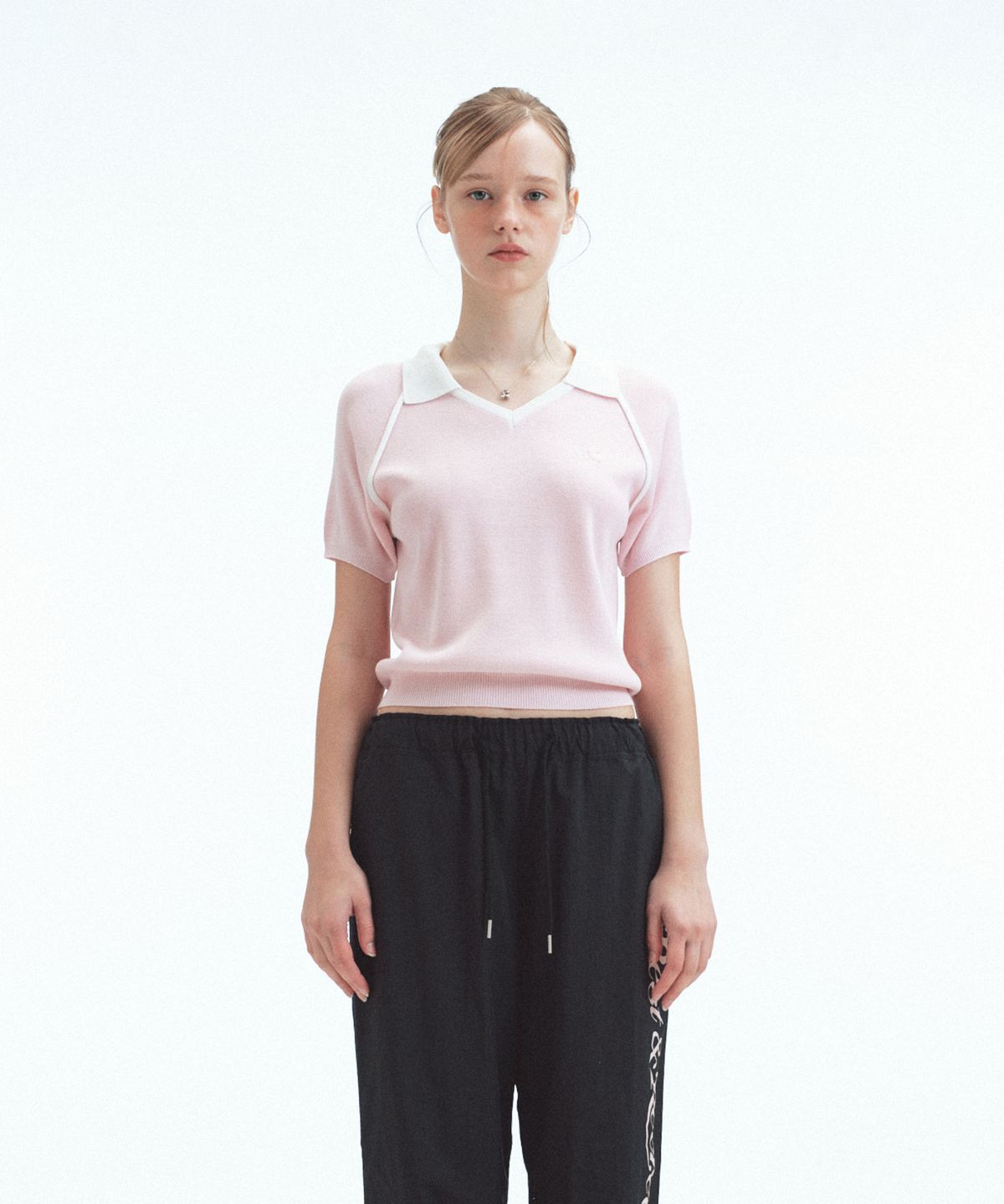 레스트앤레크레이션(REST&RECREATION) V-NECK COLLAR KNIT TOP - PINK