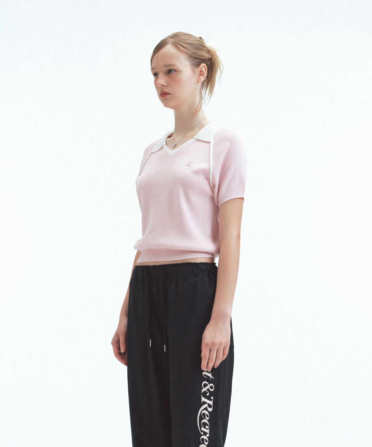 레스트앤레크레이션(REST&RECREATION) V-NECK COLLAR KNIT TOP - PINK