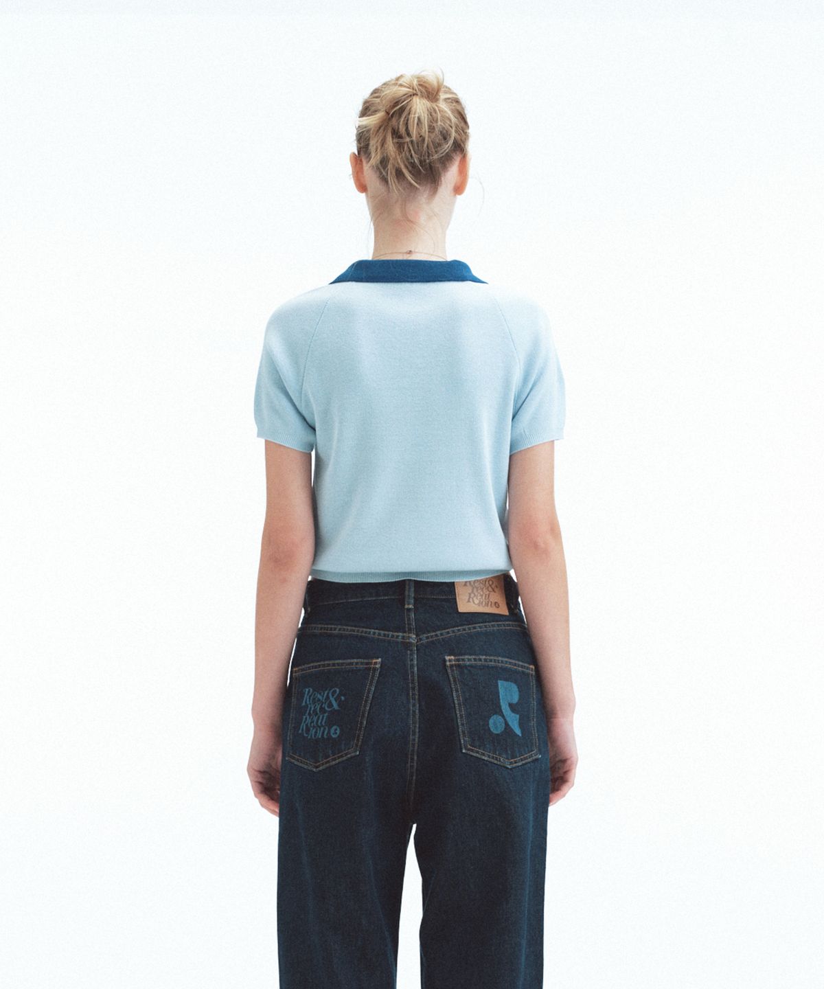 레스트앤레크레이션(REST&RECREATION) V-NECK COLLAR KNIT TOP - SKY BLUE