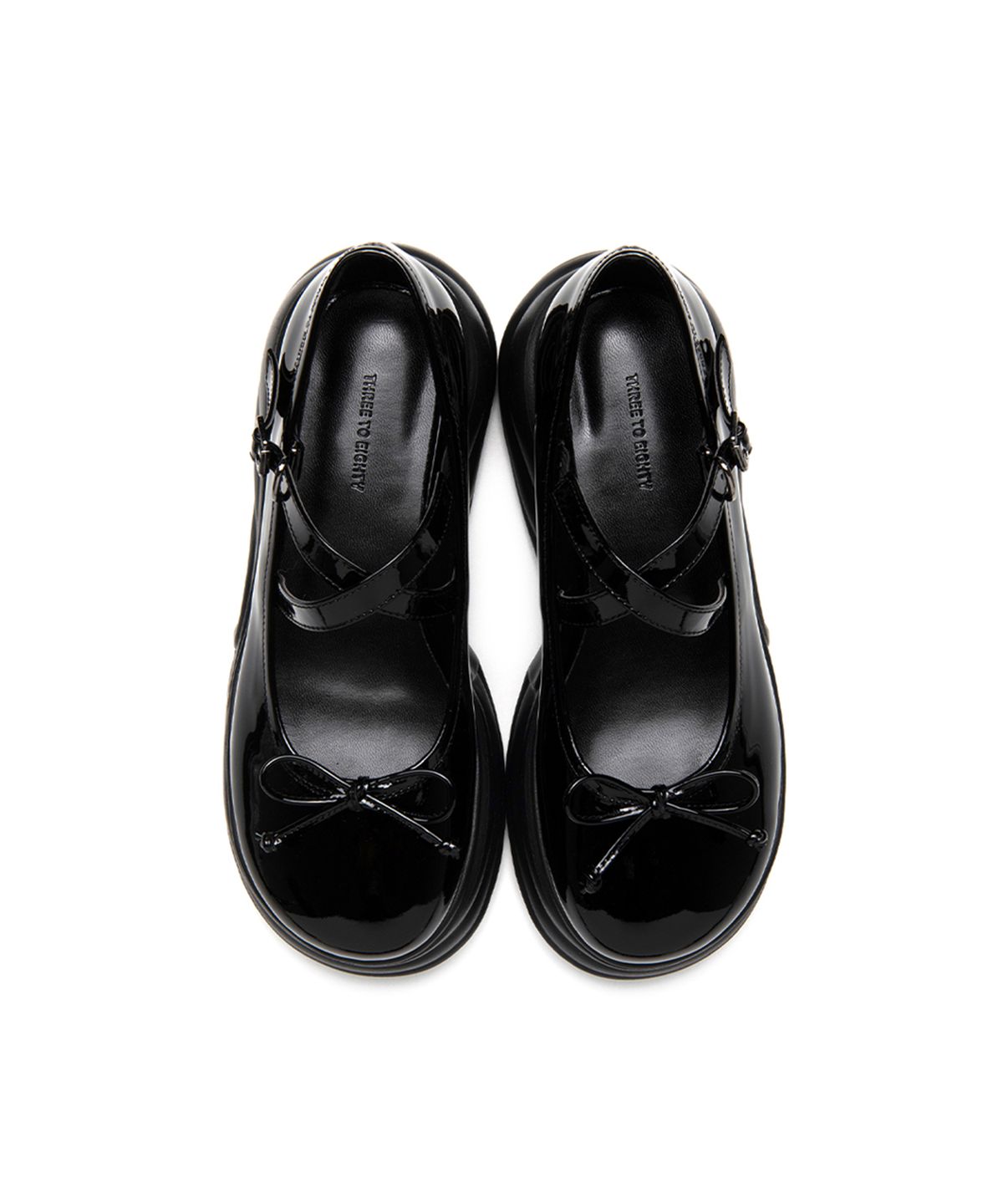쓰리투에이티(THREE TO EIGHTY) STRAP MARY JANE PLATFORM ENAMEL BLACK