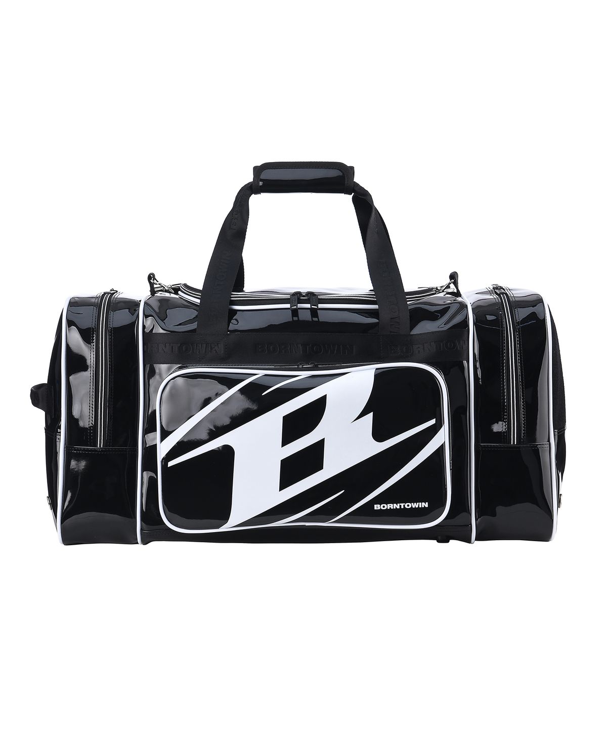 본투윈(BORN TO WIN) SYMBOL LOGO ENAMEL DUFFLE BAG [BLACK]