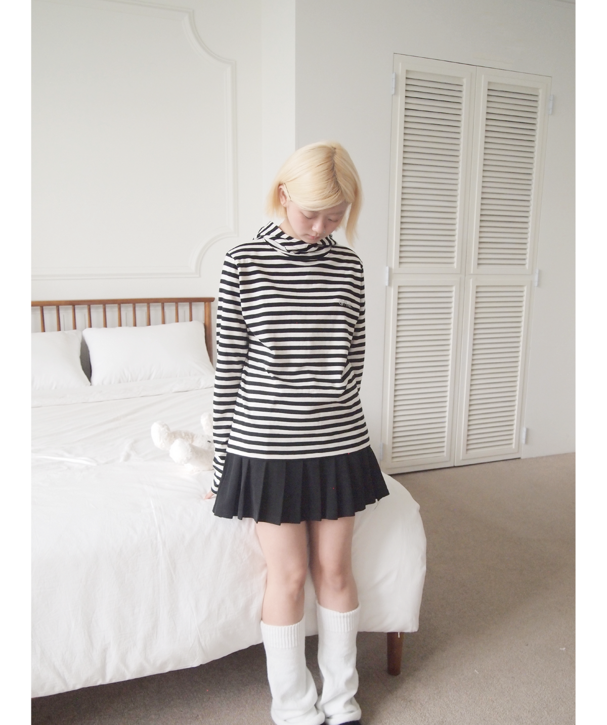 에프터누드(AFTERNUDE) 스트라이프 후디 (아이보리)