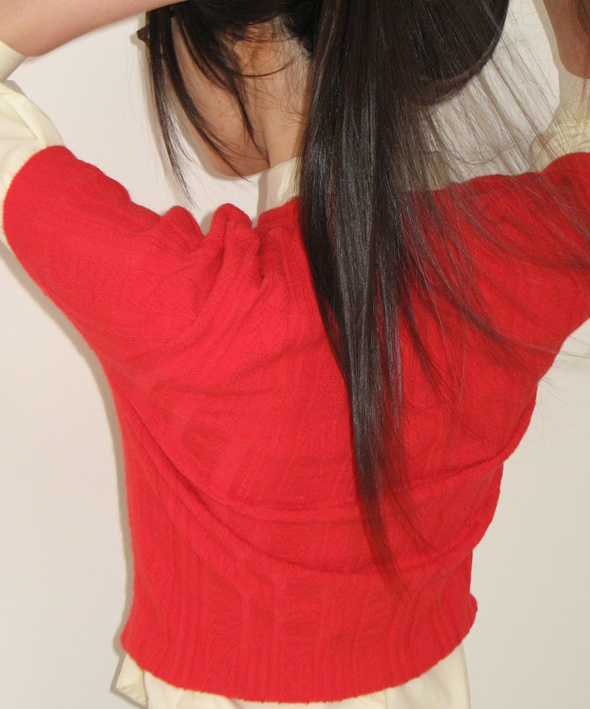 론론(RONRON) BUTTON POINT SLIM SHORT SLEEVE KNIT RED