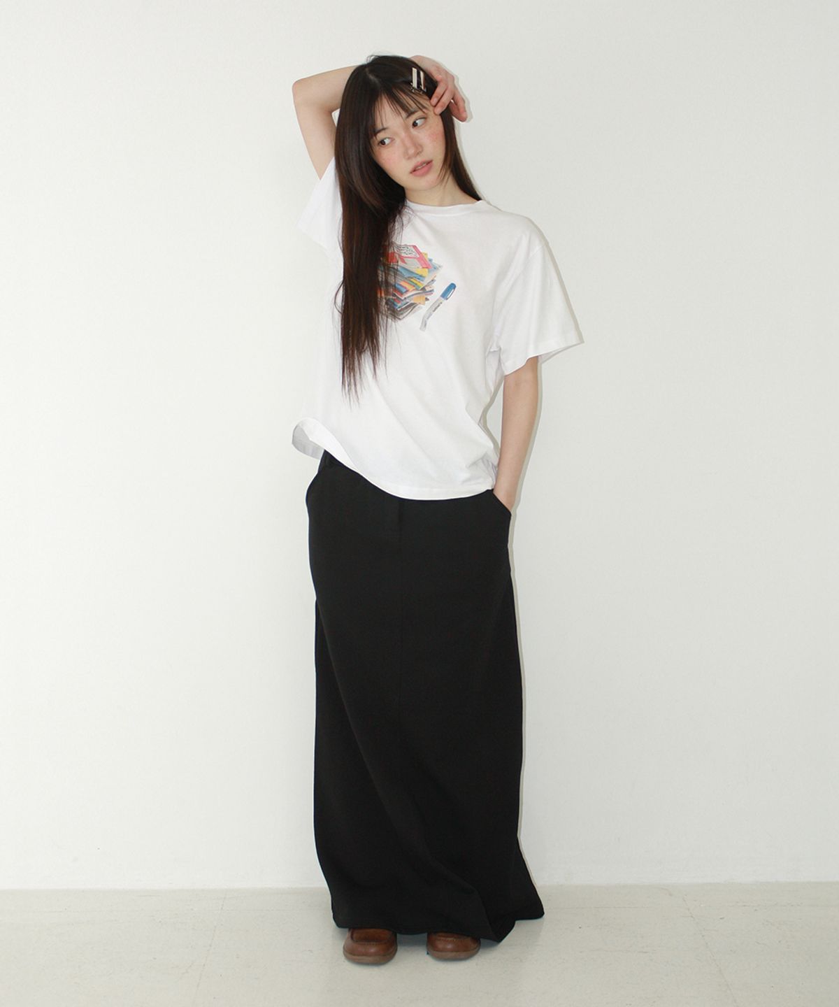 론론(RONRON) FLOPPY DISK BASIC FIT T SHIRT WHITE