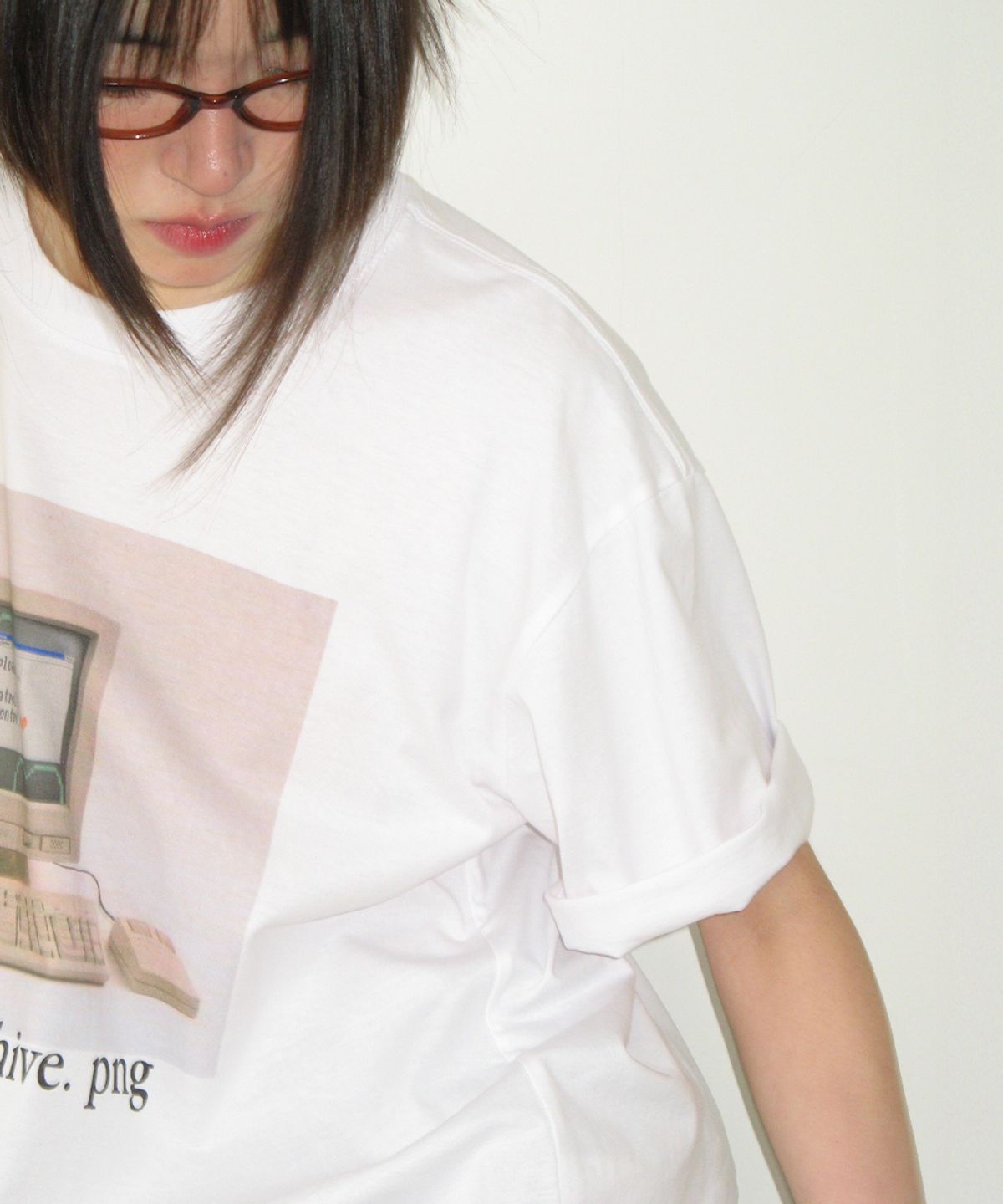 론론(RONRON) RETRO COMPUTER GRAPHIC OVER FIT T SHIRT WHITE
