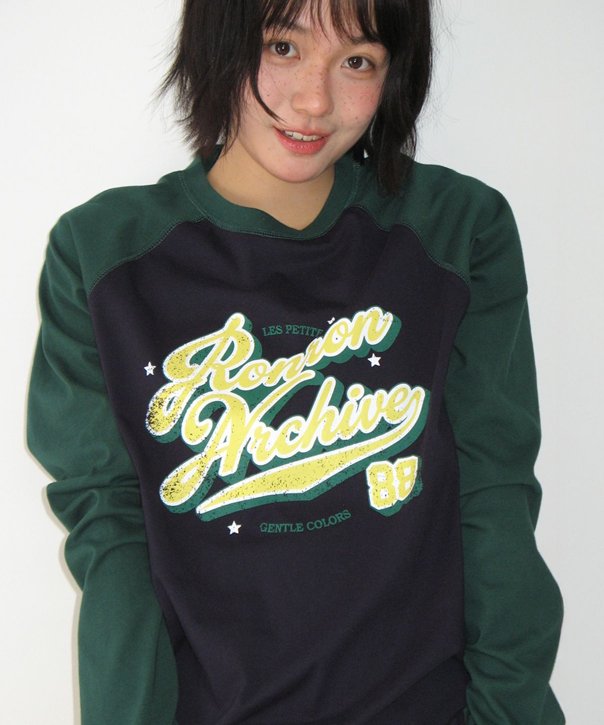 론론(RONRON) VINTAGE ARCHIVE RAGLAN LONG SLEEVE NAVY GREEN