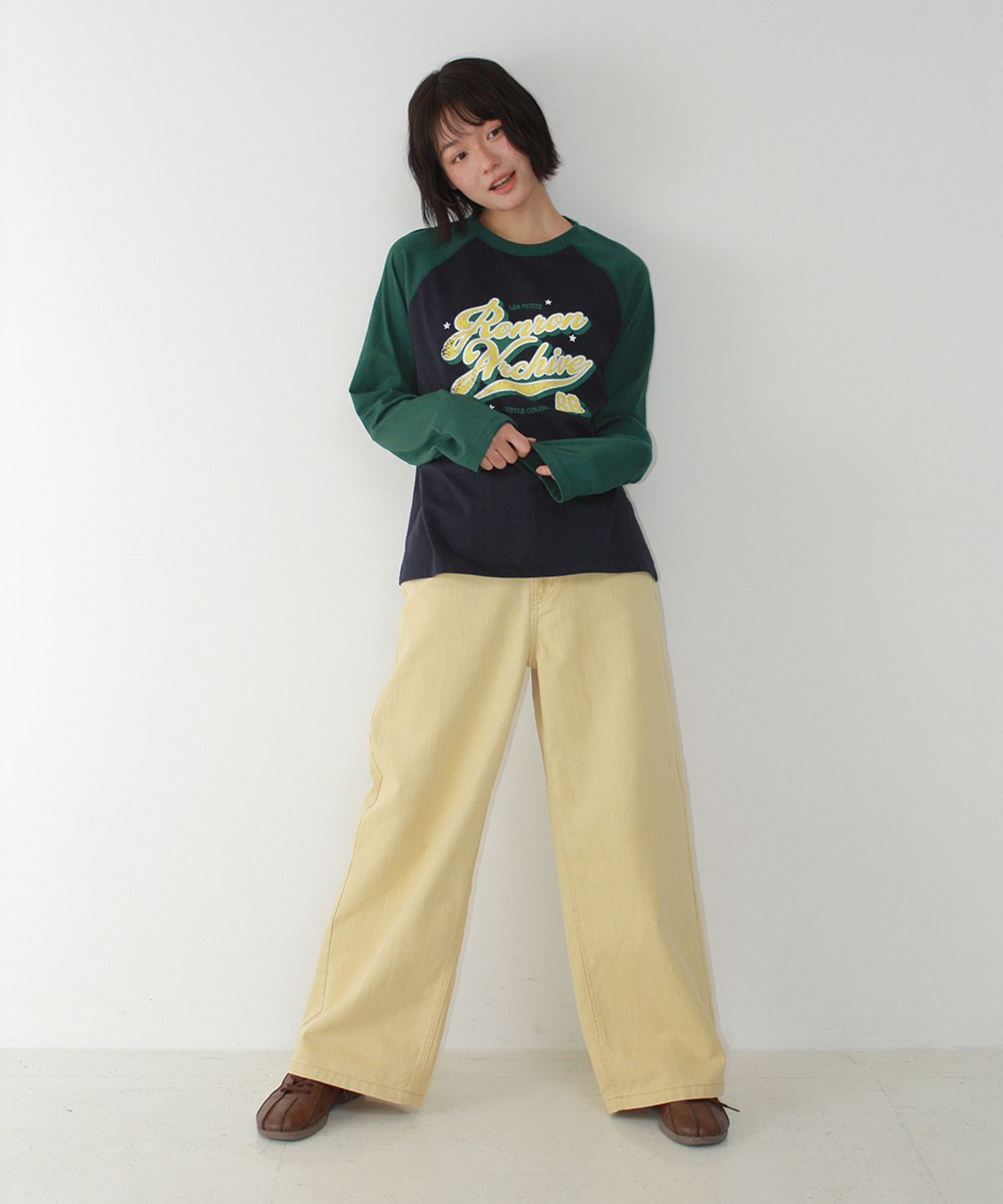 론론(RONRON) VINTAGE ARCHIVE RAGLAN LONG SLEEVE NAVY GREEN