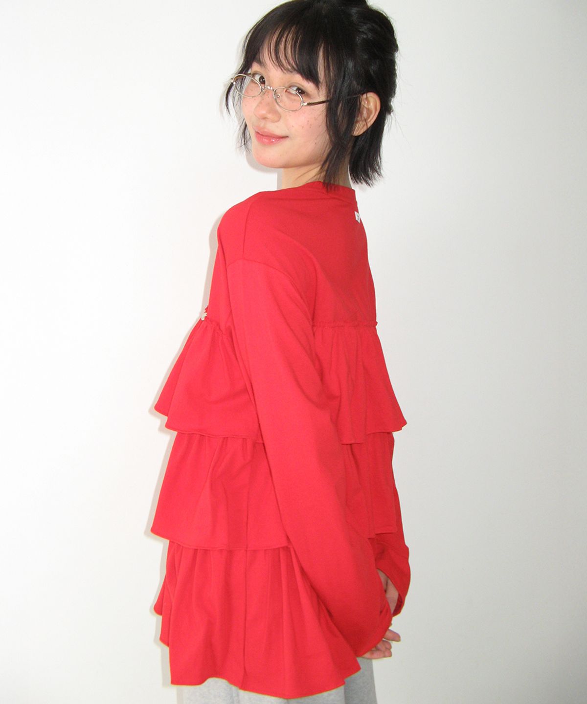 론론(RONRON) TIERED LAYERED LONG SLEEVE RED