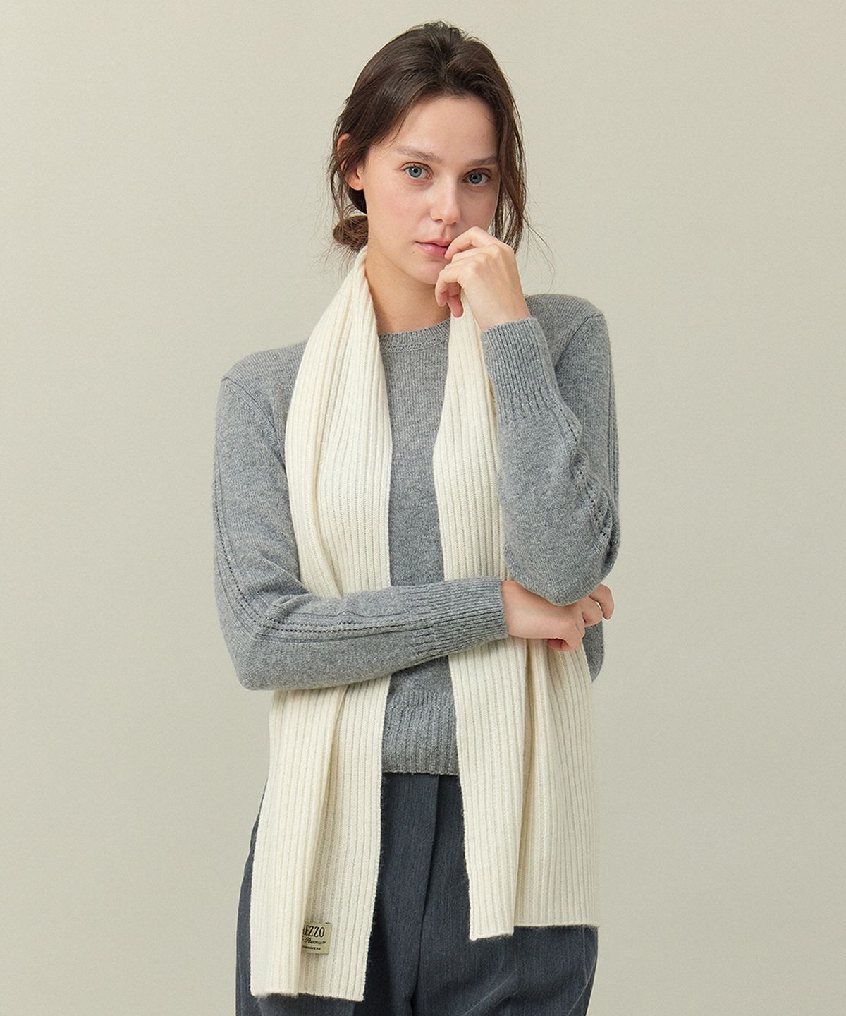 프레조(PREZZO) 캐시미어 100% 니트머플러 GRIS (5color)