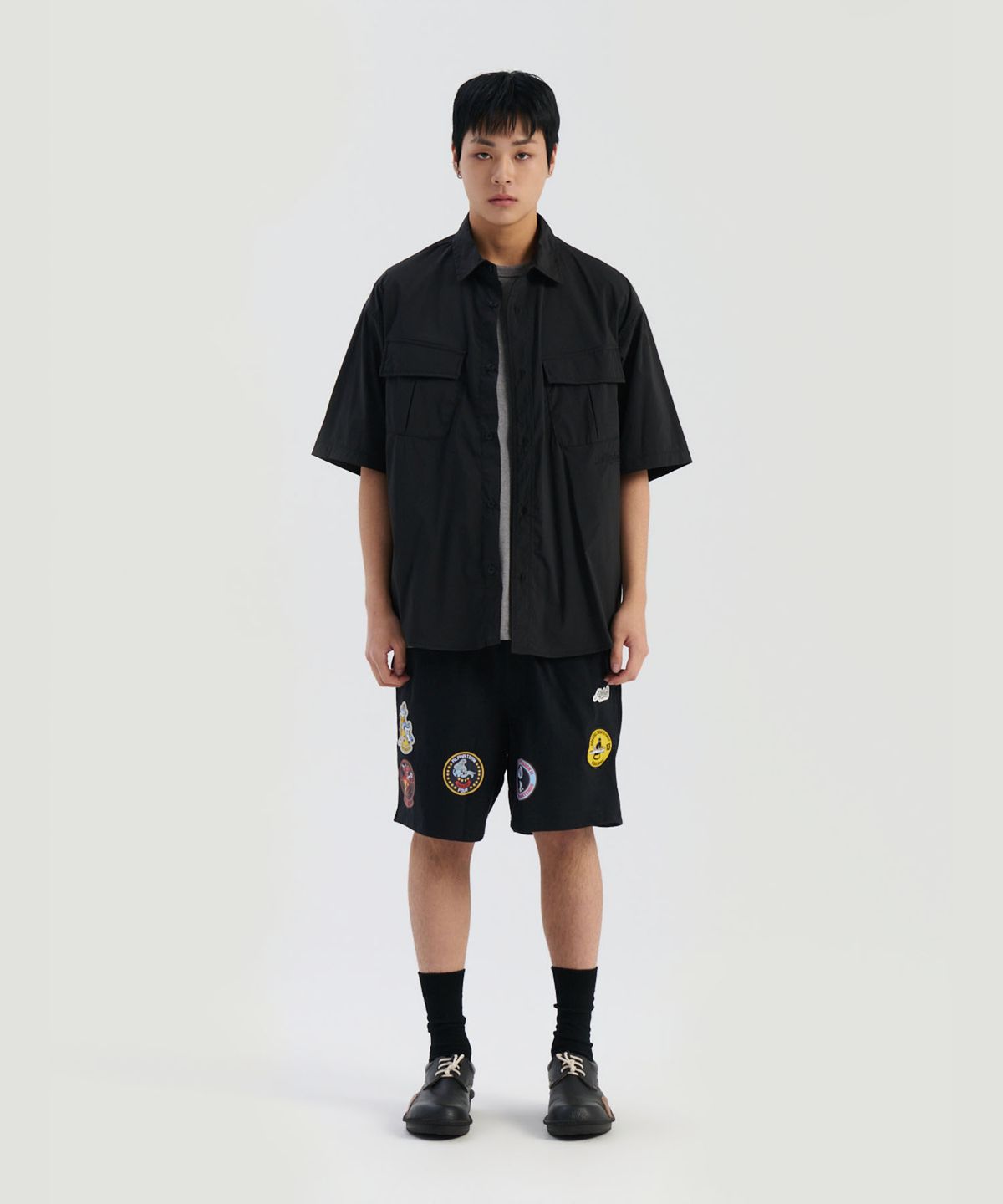 알파 인더스트리(ALPHA INDUSTRIES) SS 퍼티그 릴랙스드 데코 셔츠 블랙