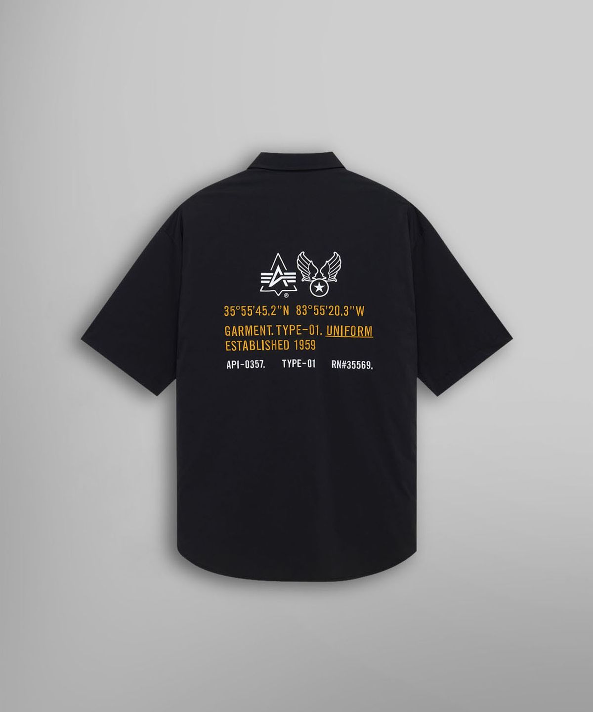 알파 인더스트리(ALPHA INDUSTRIES) SS 퍼티그 릴랙스드 데코 셔츠 블랙