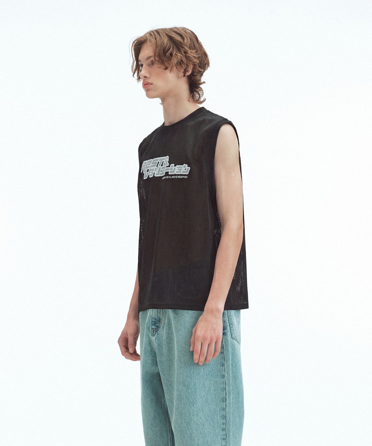레스트앤레크레이션(REST&RECREATION) ANIME LOGO MESH VEST - BLACK