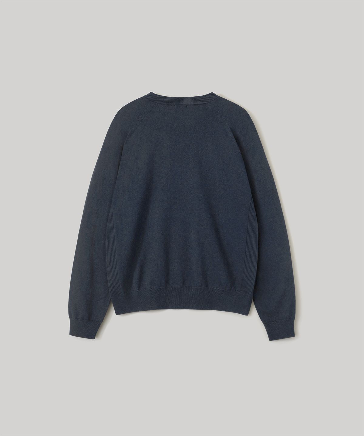 어나더 오피스(ANOTHER OFFICE) Whole Garment Crew-Neck Knit (Indigo Blue)