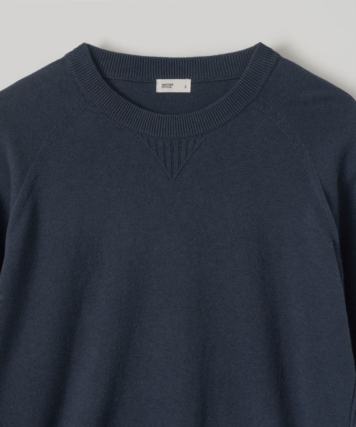 어나더 오피스(ANOTHER OFFICE) Whole Garment Crew-Neck Knit (Indigo Blue)