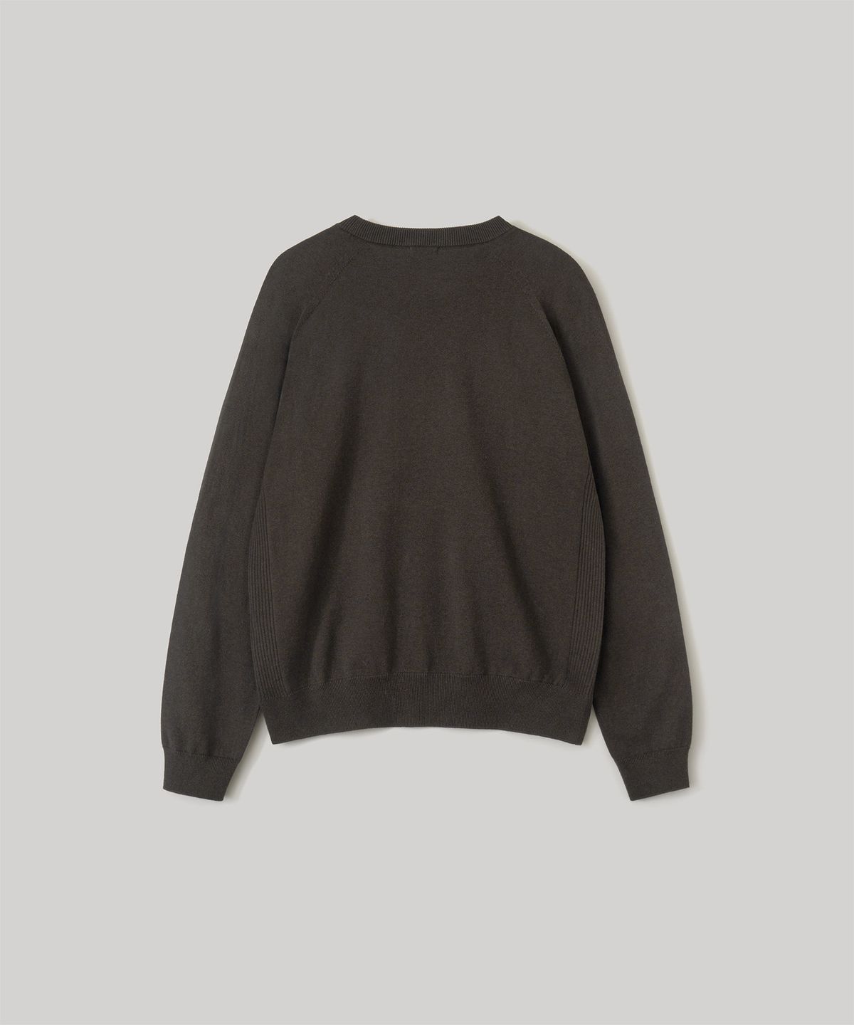 어나더 오피스(ANOTHER OFFICE) Whole Garment Crew-Neck Knit (Dark Brown)