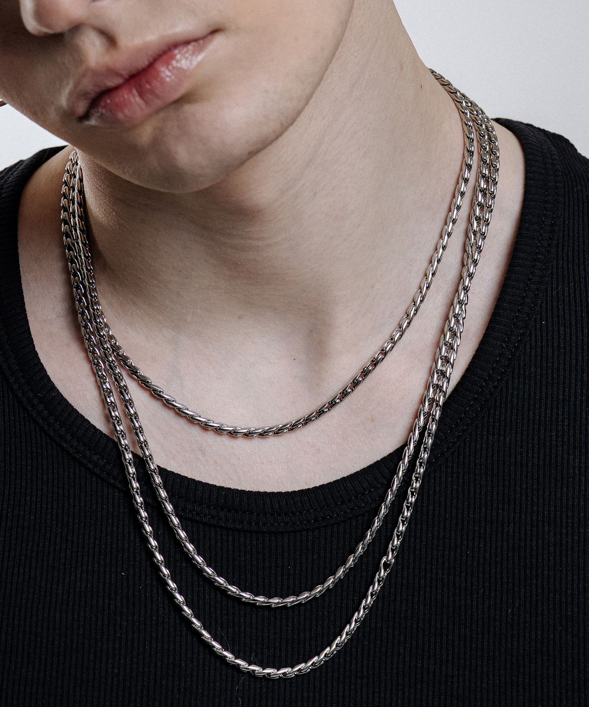 스칼렛또블랙(SCALETTOBLACK) RAM010 Flux Silver Chain Necklace #