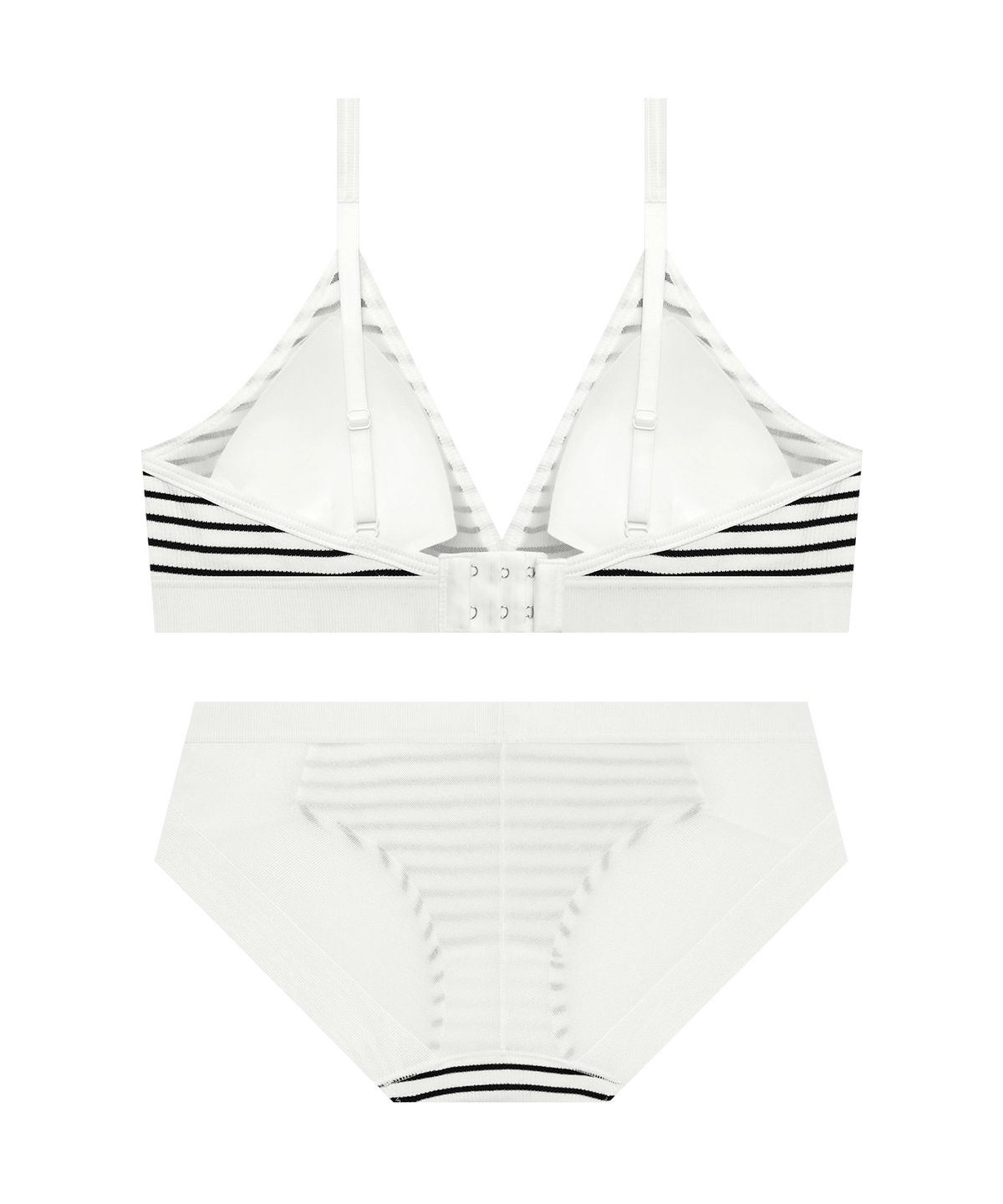 코데즈컴바인 이너웨어(CODES COMBINE INNERWEAR) 모노 스트라이프 골지 브라렛 햄팬티 세트_화이트