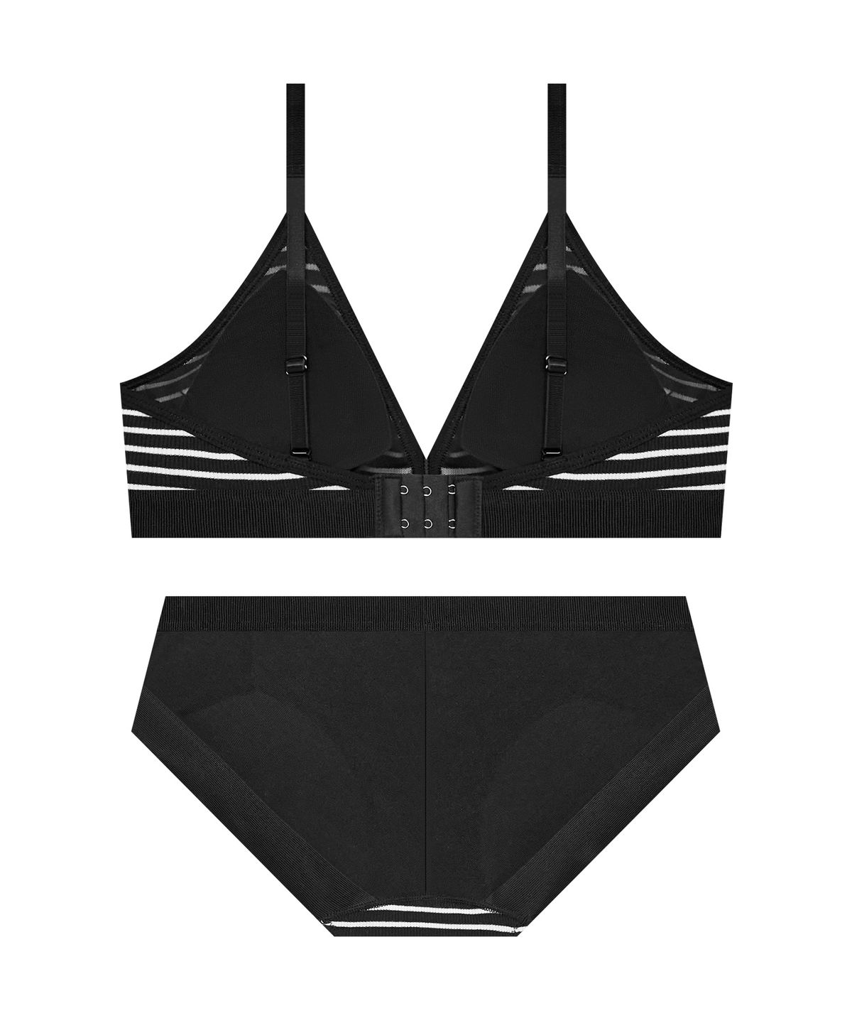 코데즈컴바인 이너웨어(CODES COMBINE INNERWEAR) 모노 스트라이프 골지 브라렛 햄팬티 세트_블랙