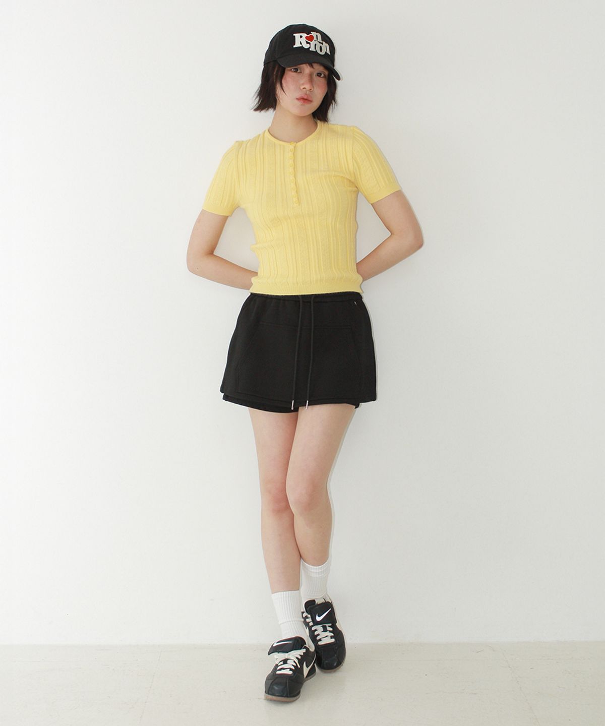 론론(RONRON) FRONT POCKET SKIRT PANTS BLACK