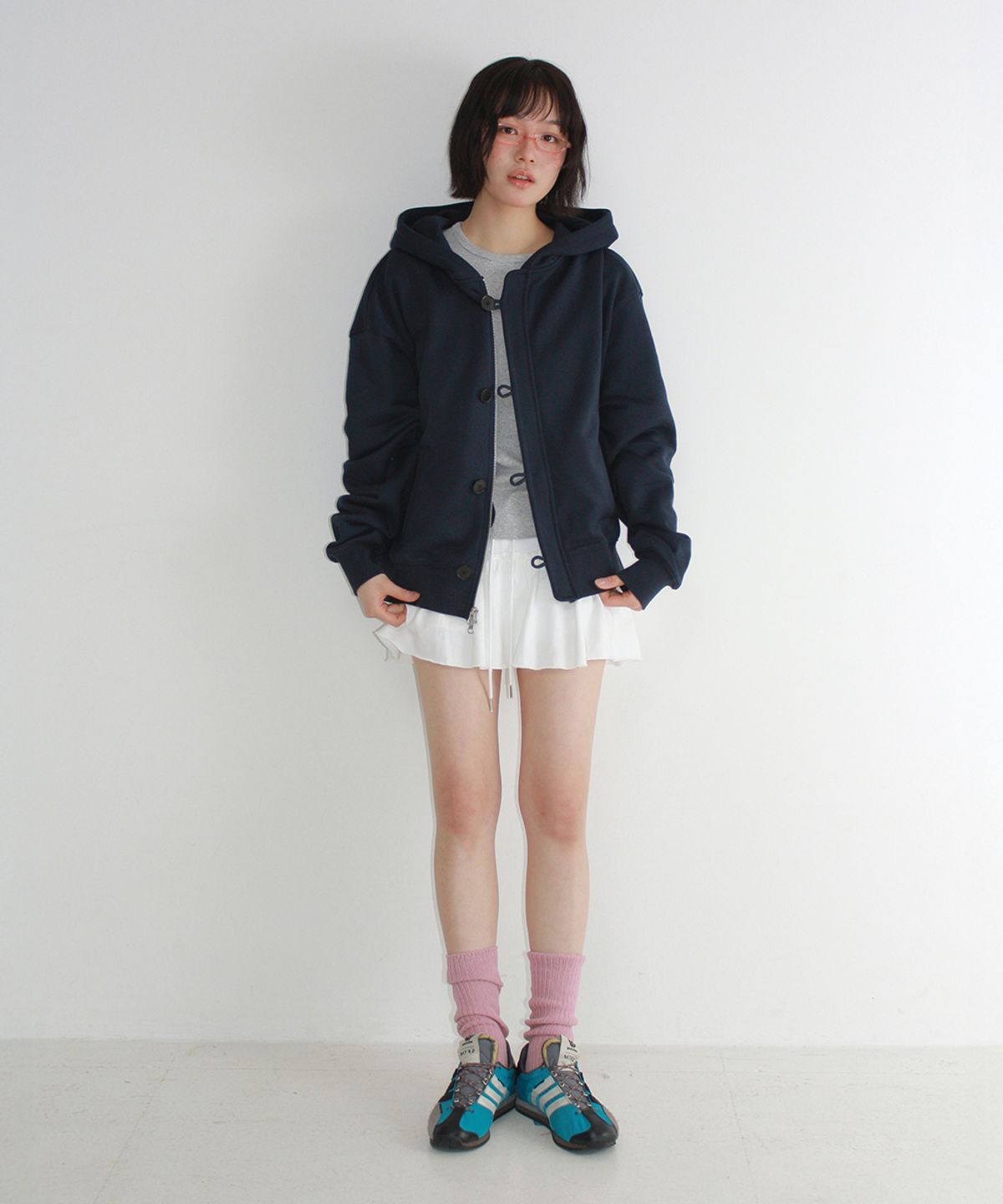 론론(RONRON) DUFFLE PLACKET HOODIE ZIP UP NAVY