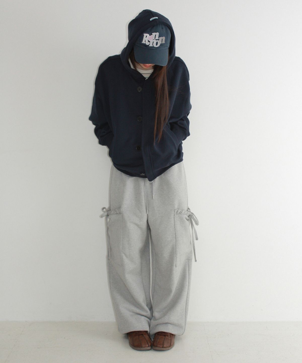 론론(RONRON) DUFFLE PLACKET HOODIE ZIP UP NAVY