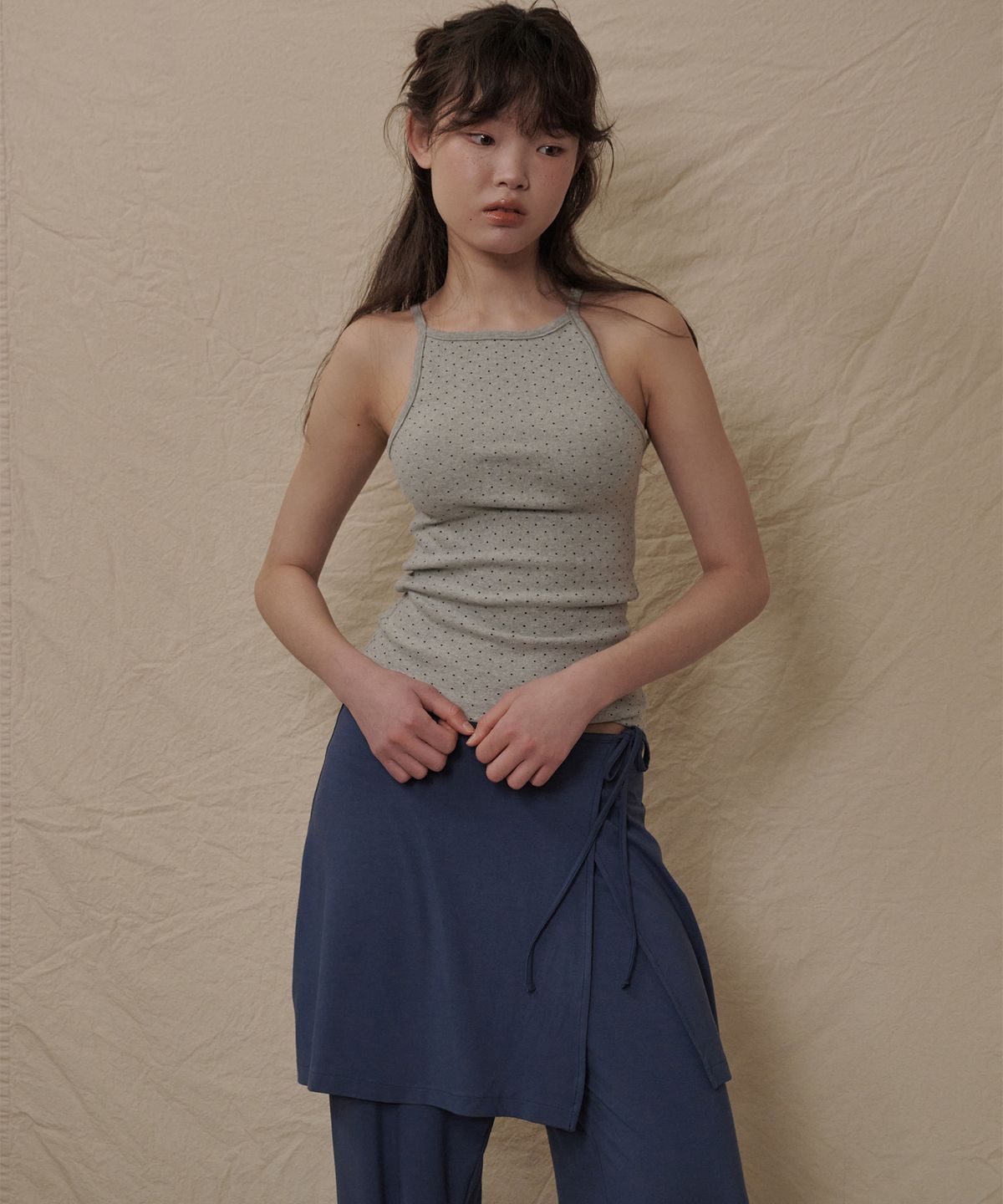 오끼뜨(OGGITT) 레이어드 랩 스커트 팬츠 딥블루