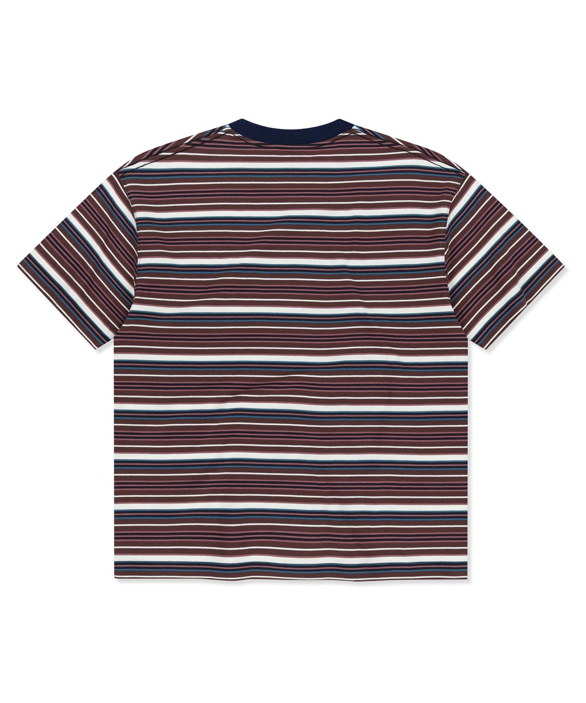 브라운브레스(BROWNBREATH) STRIPE CROP TAG TEE - BURGUNDY
