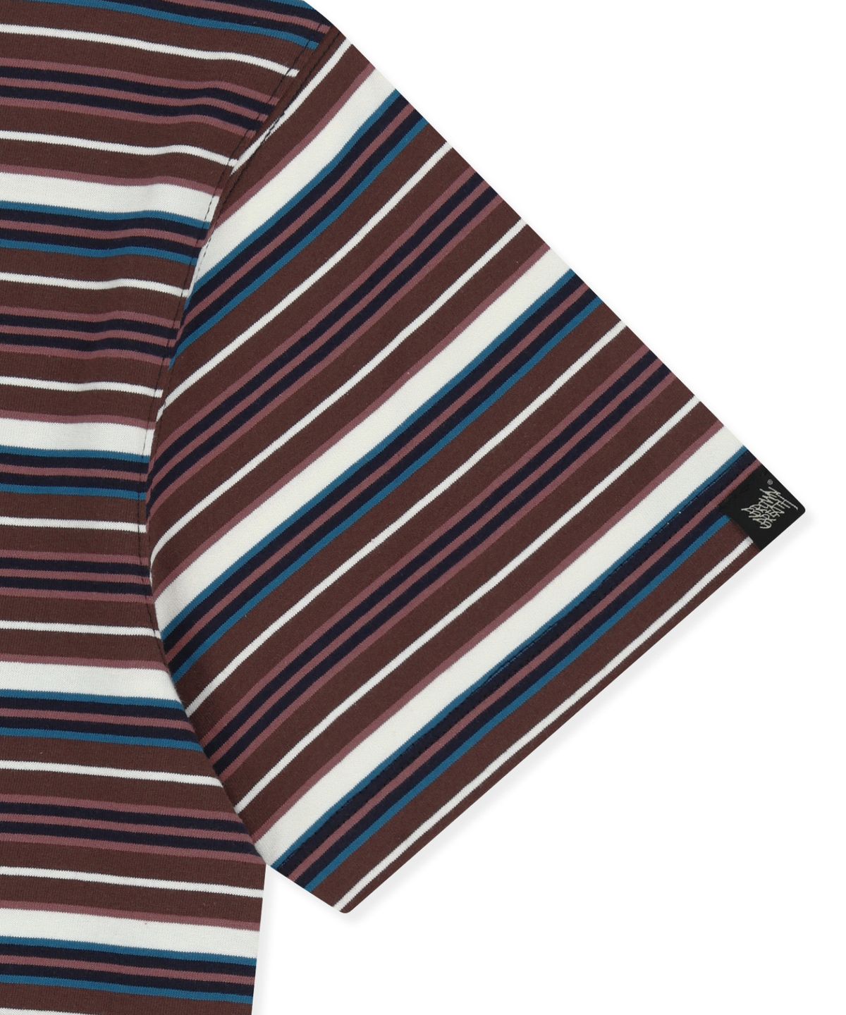 브라운브레스(BROWNBREATH) STRIPE CROP TAG TEE - BURGUNDY