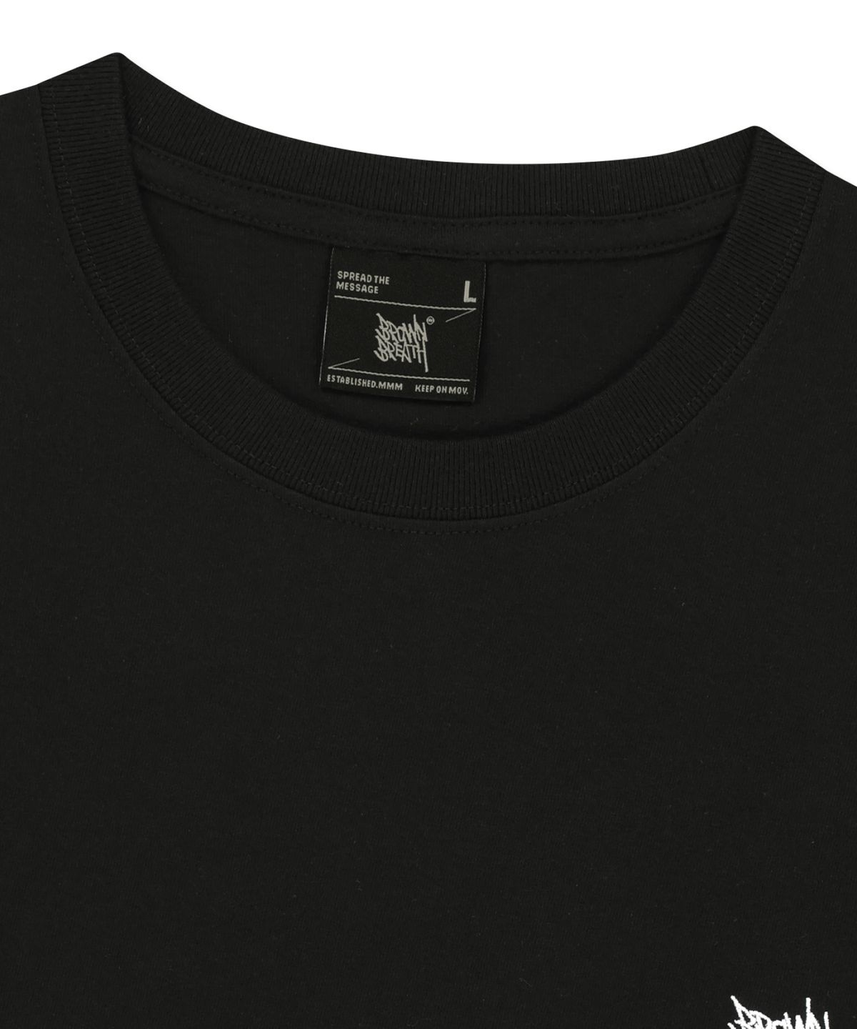 브라운브레스(BROWNBREATH) CROP TAG TEE - BLACK