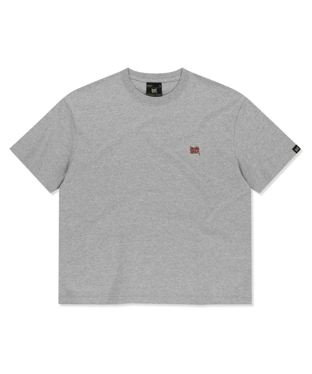 브라운브레스(BROWNBREATH) CROP TAG TEE - MELANGE GREY