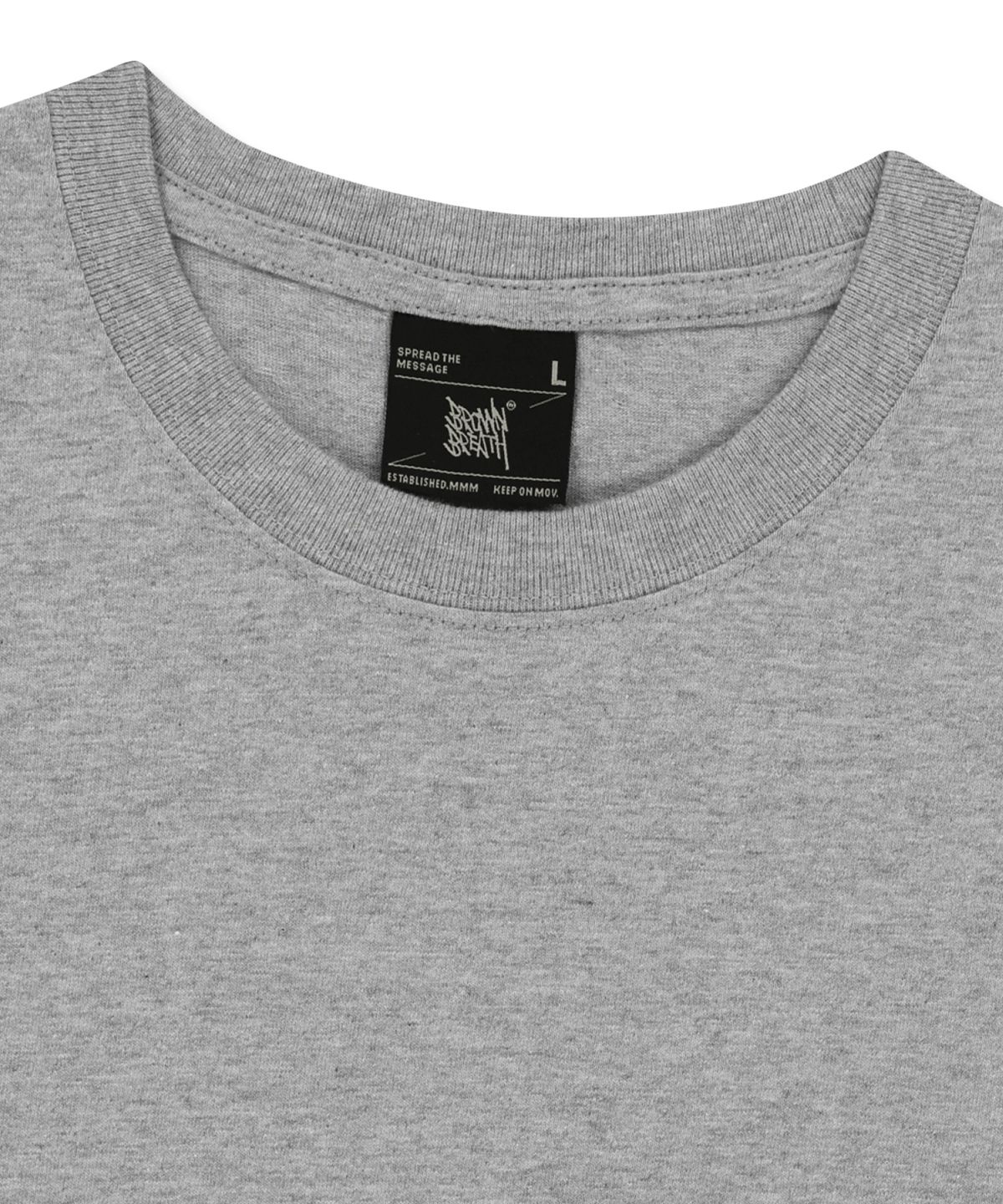 브라운브레스(BROWNBREATH) CROP TAG TEE - MELANGE GREY