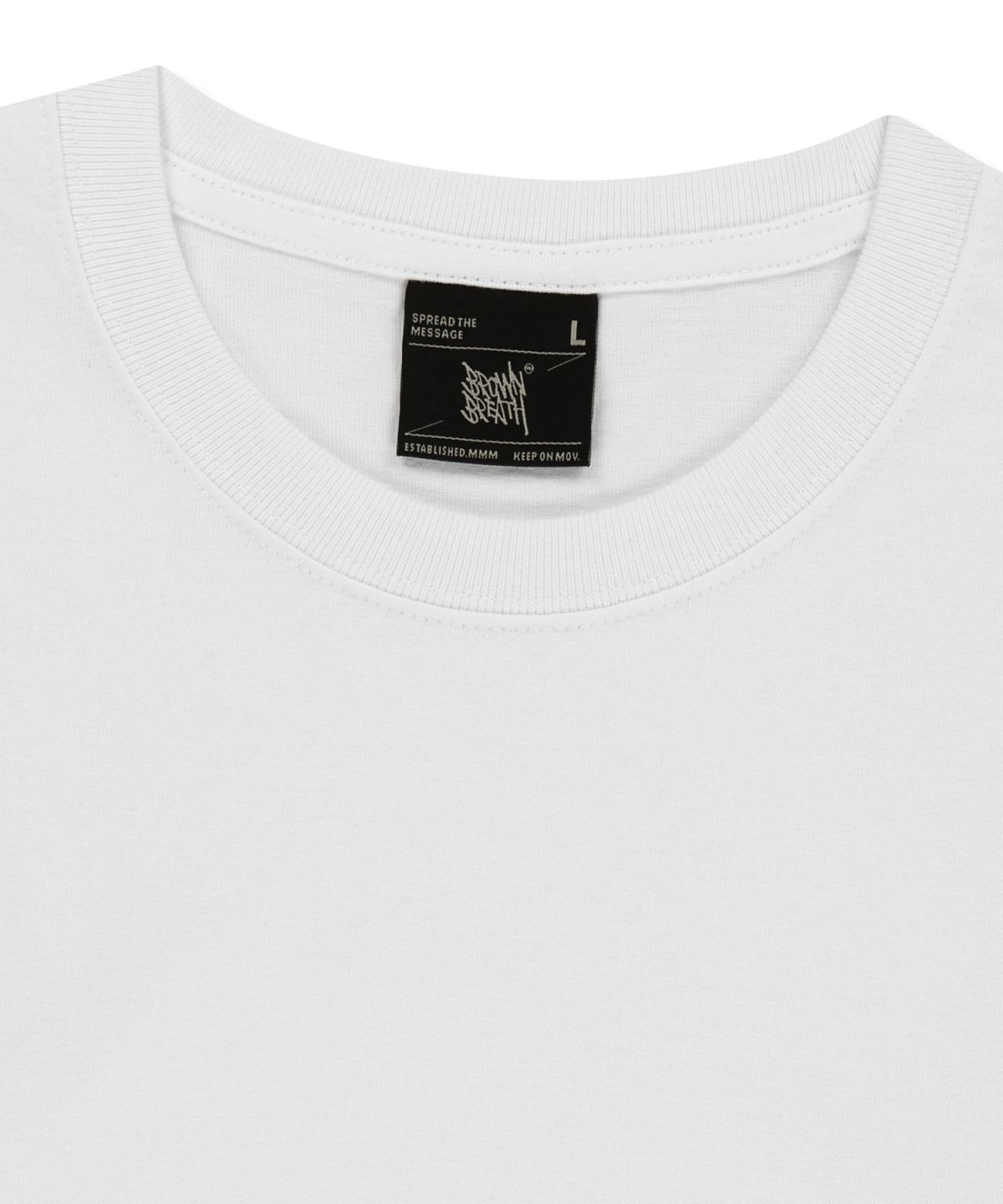 브라운브레스(BROWNBREATH) CROP TAG TEE - WHITE