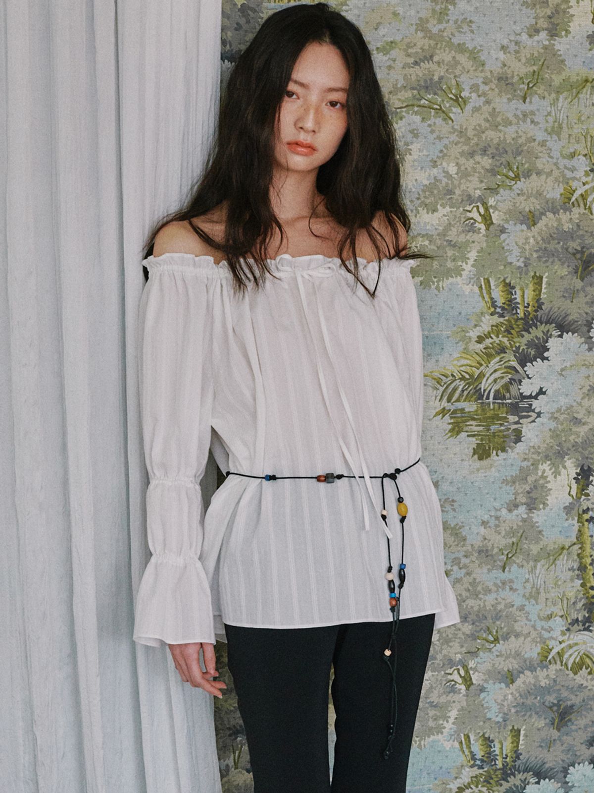 오앨(OUEL) BEADED STRING BELT_BLACK