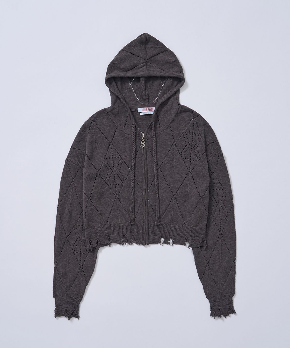 졸리앙볼(JOLIEENVOL) SLUB KNIT HOOD ZIP-UP (CHARCOAL)