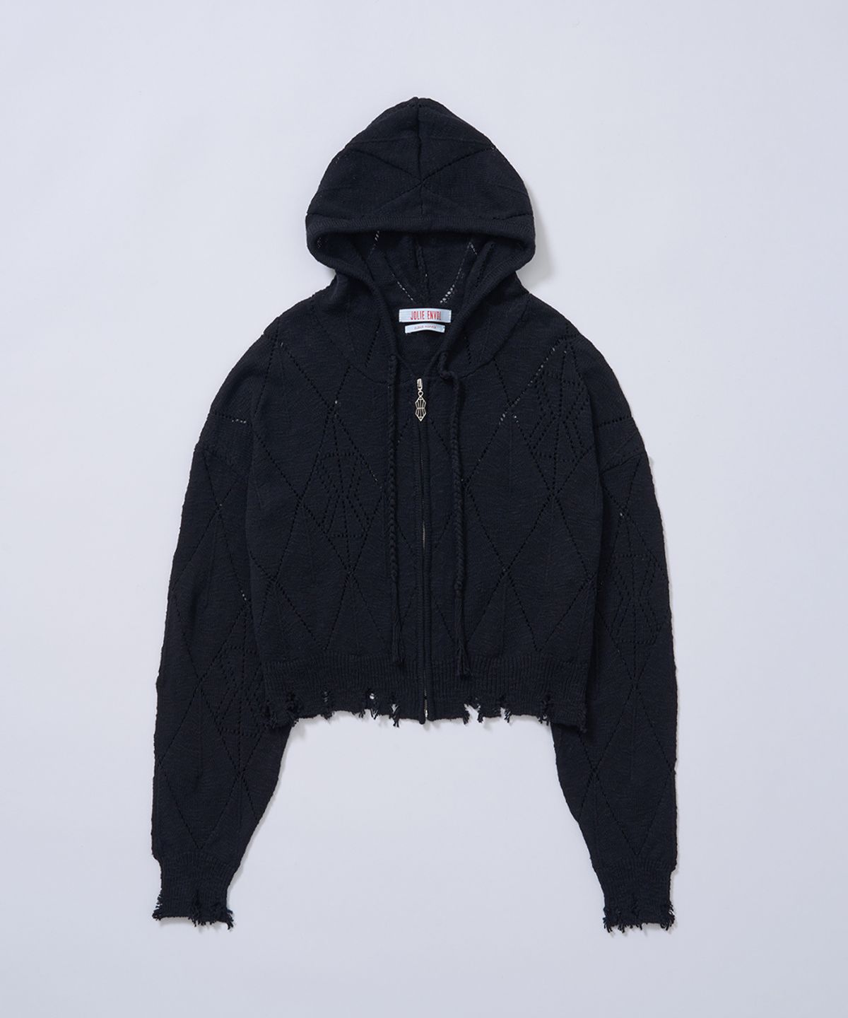 졸리앙볼(JOLIEENVOL) SLUB KNIT HOOD ZIP-UP (BLACK)