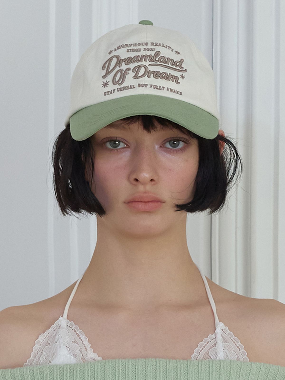 민더리(MEENDERI) VINTAGE SCRIPT BALL CAP - GREEN