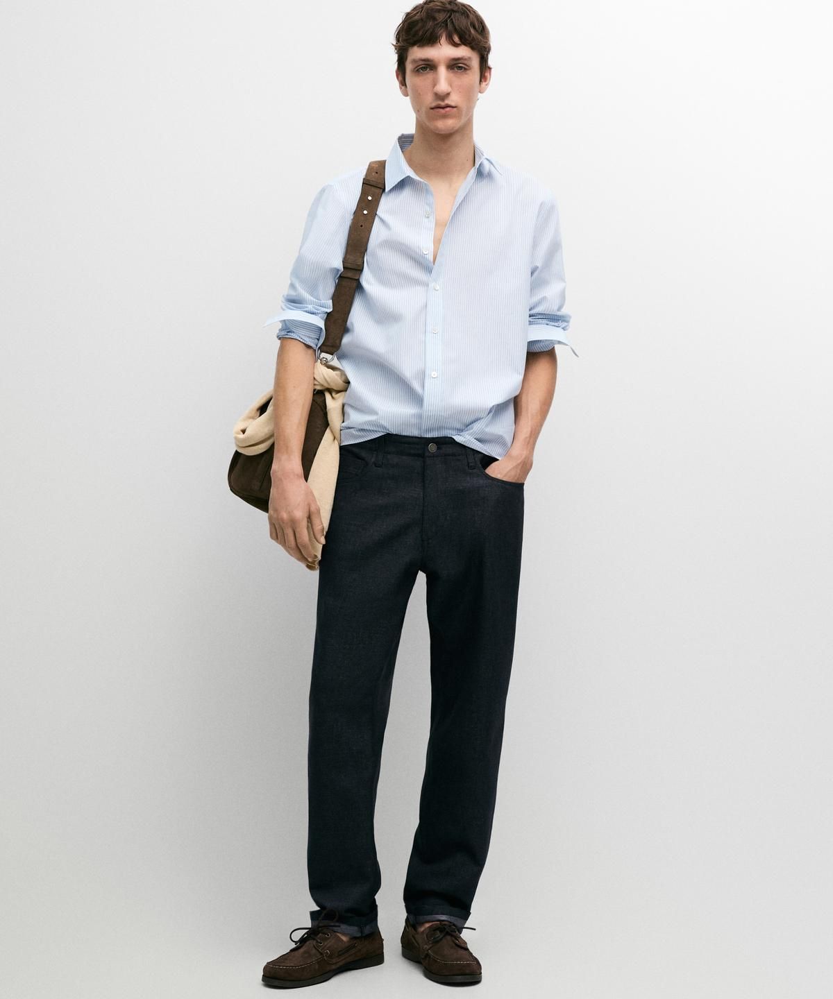 마시모두띠(MASSIMO DUTTI) 100% 코튼 스트라이프 셔츠