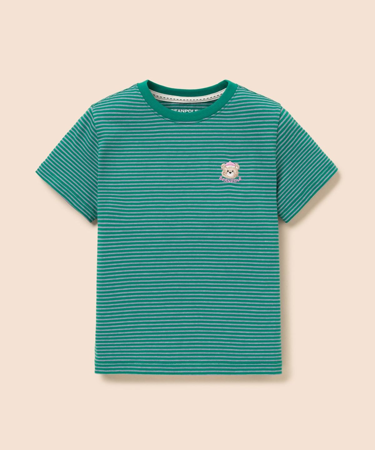 빈폴 키즈(BEANPOLE KIDS) [Essential] 달이 포인트 멀티 스트라이프 티셔츠  그린 (BI6342GE1M)