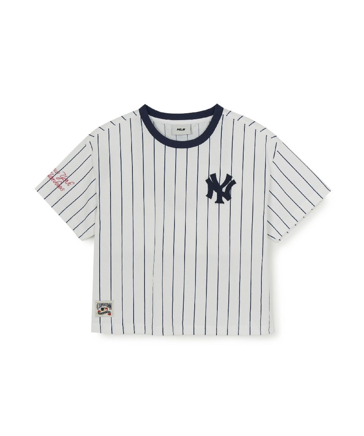엠엘비 키즈(MLB KIDS) 스트릿 베이직 스트라이프 데님 티셔츠세트(여아) NY (L.Blue)