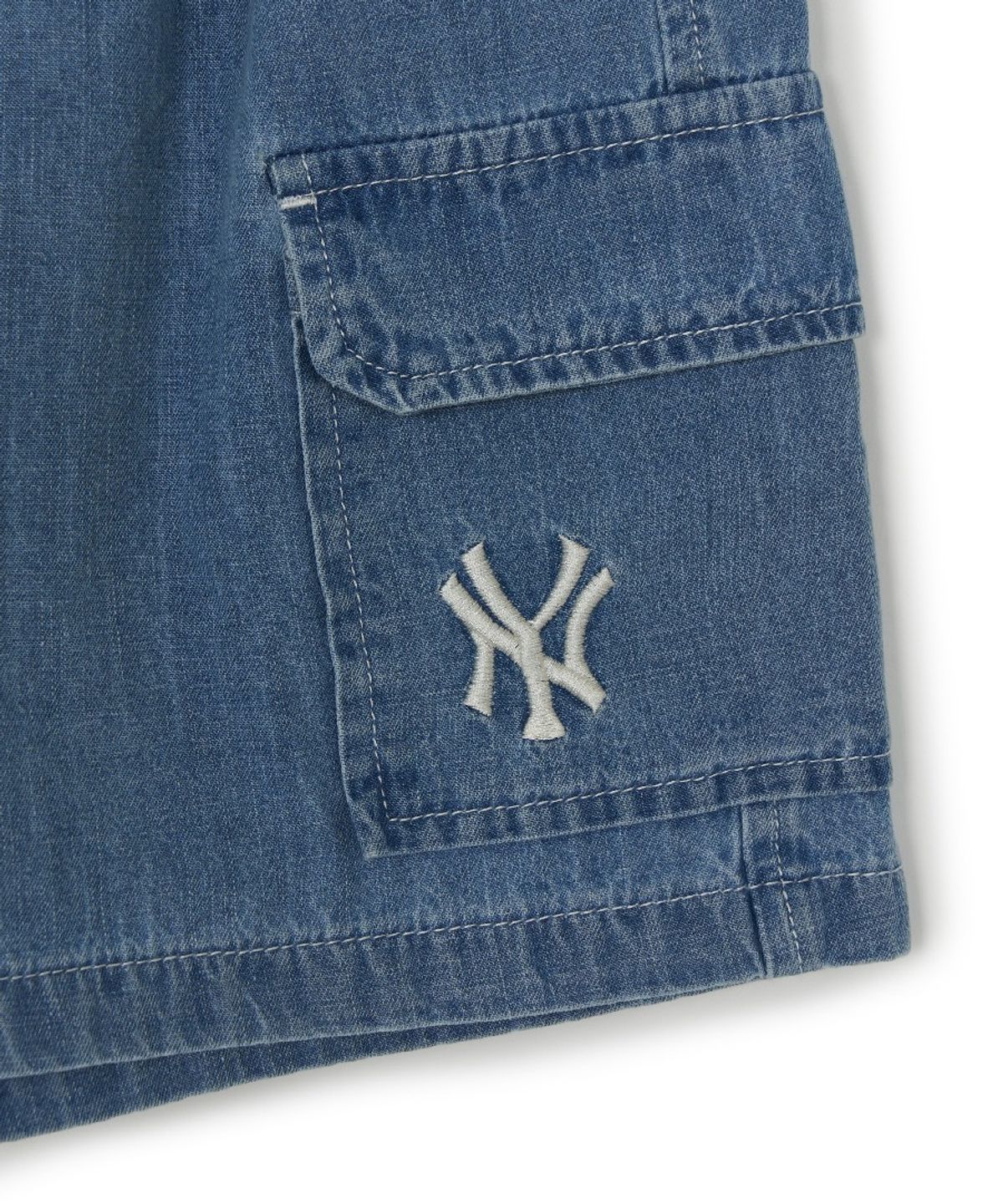 엠엘비 키즈(MLB KIDS) 스트릿 베이직 스트라이프 데님 티셔츠세트(여아) NY (L.Blue)